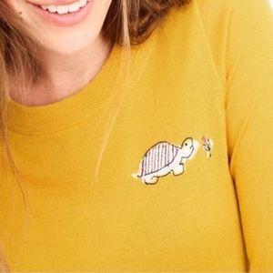 J. Crew Tippi merino mustard turtle sweater